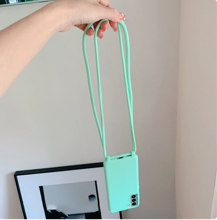 Case Crossbody Samsung S Verde Menta lisa com alça regulável