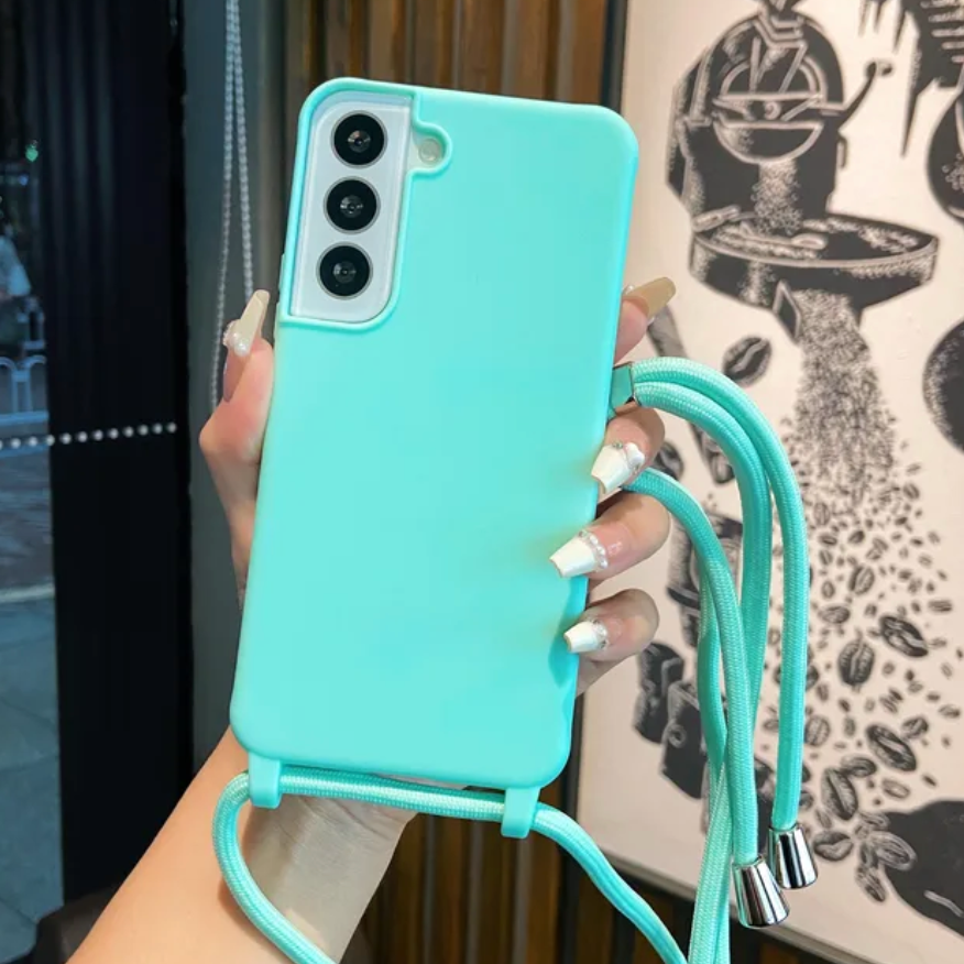 Case Crossbody Samsung S Verde Menta lisa com alça regulável