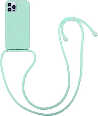 Case Iphone Crossbody Verde Menta lisa com alça regulavel