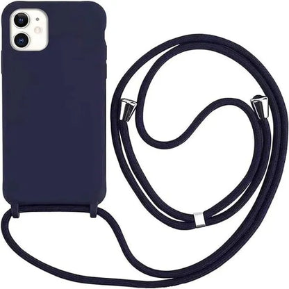 Case Iphone Crossbody Azul Marinho lisa com alça regulavel