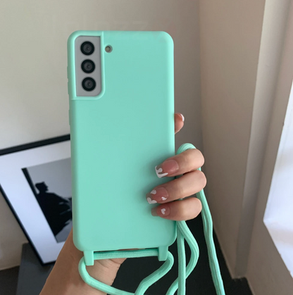 Case Crossbody Samsung A Verde Menta lisa com alça regulável