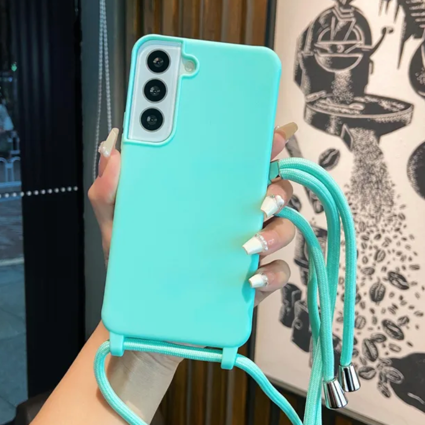 Case Crossbody Samsung A Verde Menta lisa com alça regulável