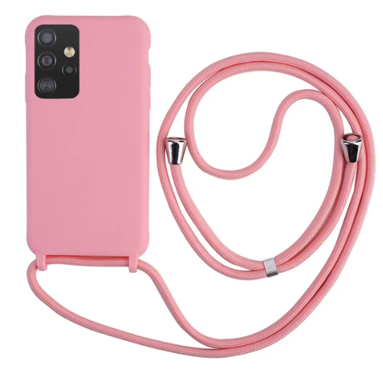 Case Crossbody Samsung S Rosa lisa com alça regulável