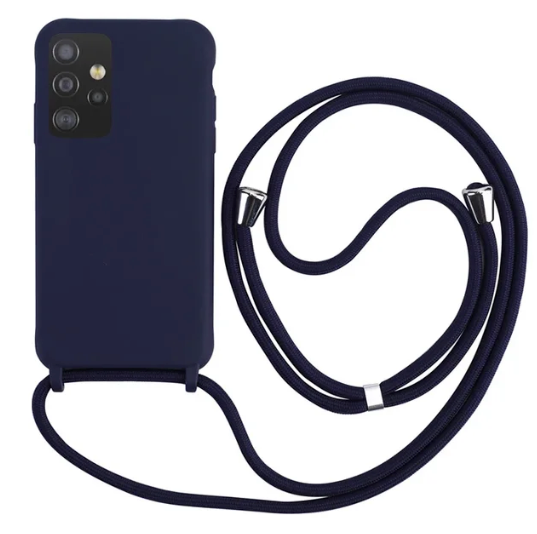 Case Crossbody Samsung A Azul lisa com alça regulável