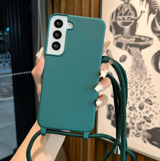 Case Crossbody Samsung A Verde Escura lisa com alça regulável