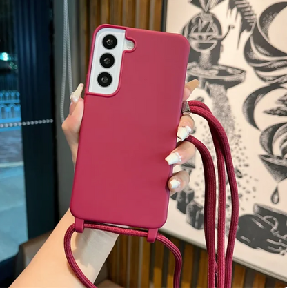 Case Crossbody Samsung A Vermelha lisa com alça regulável