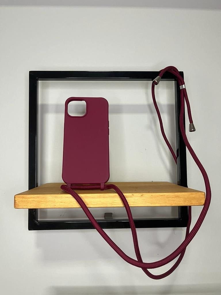 Case Iphone Crossbody Vermelha lisa com alça regulavel