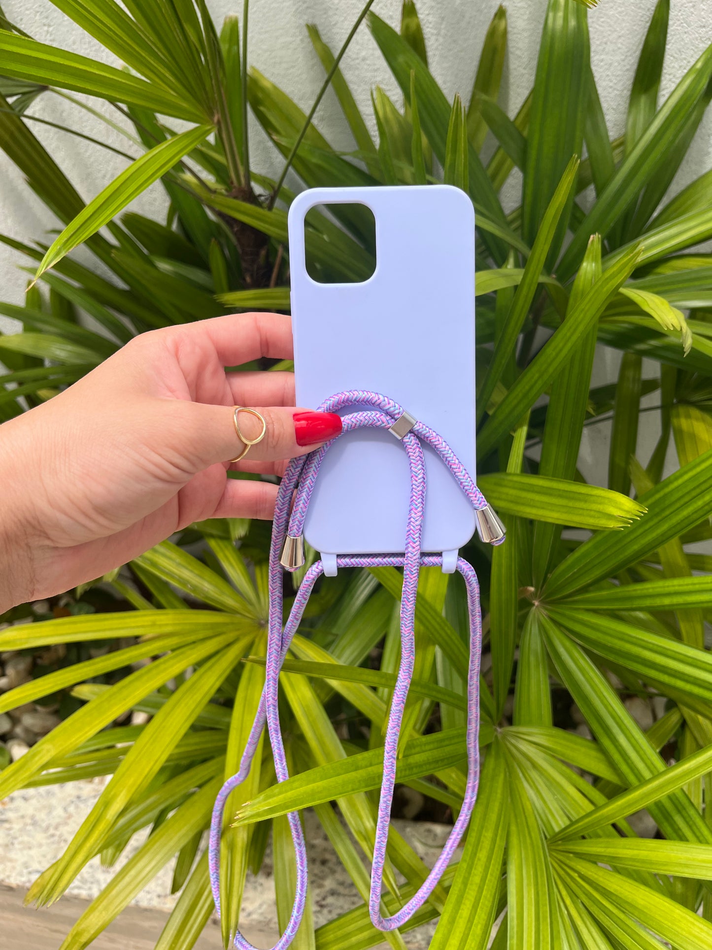 Case Iphone Crossbody Lilas lisa com alça regulável