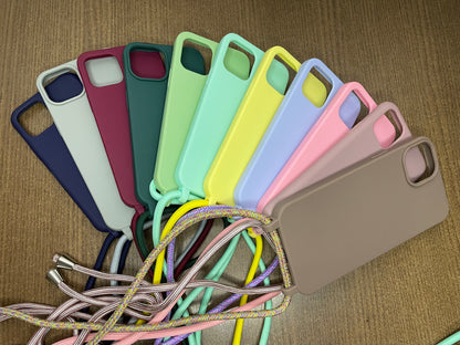 Case Iphone Crossbody Vermelha lisa com alça regulavel