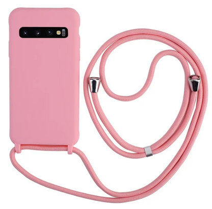 Case Crossbody Samsung A Rosa lisa com alça regulável