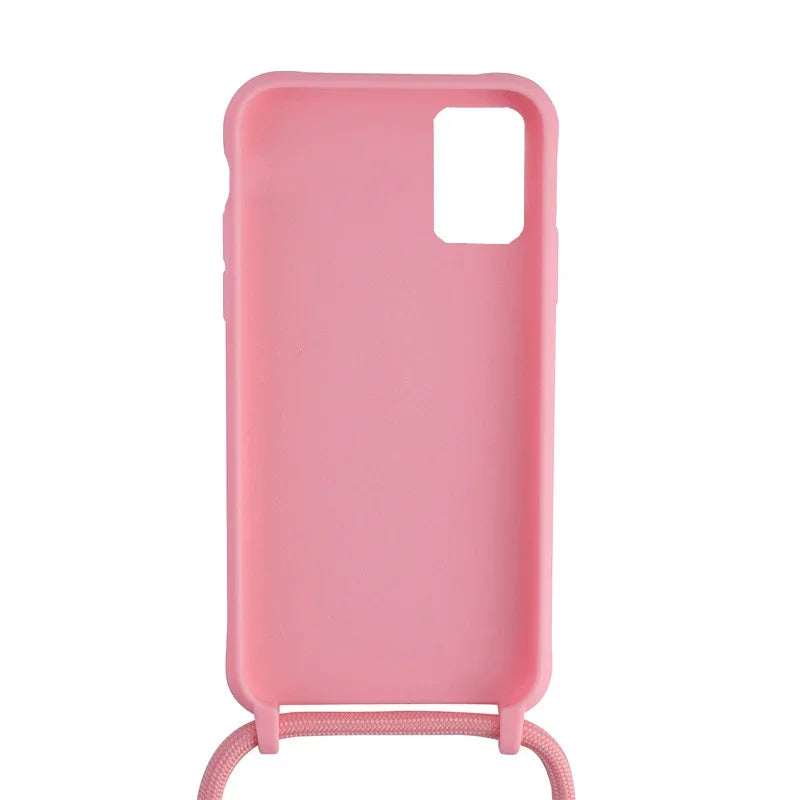 Case Crossbody Samsung A Rosa lisa com alça regulável