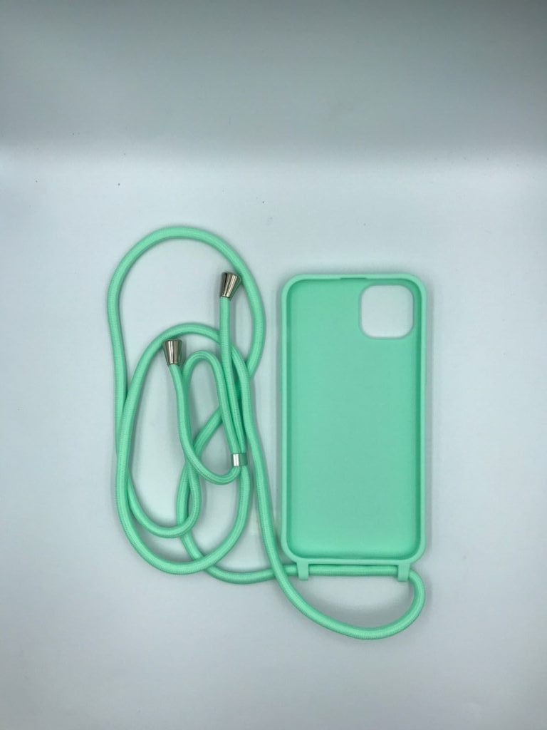 Case Iphone Crossbody Verde Menta lisa com alça regulavel