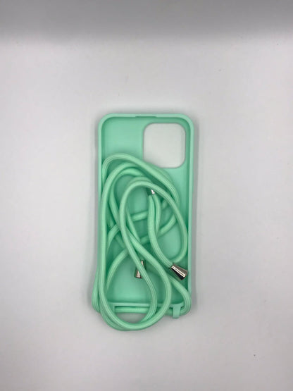 Case Iphone Crossbody Verde Menta lisa com alça regulavel