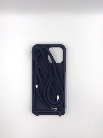 Case Iphone Crossbody Azul Marinho lisa com alça regulavel