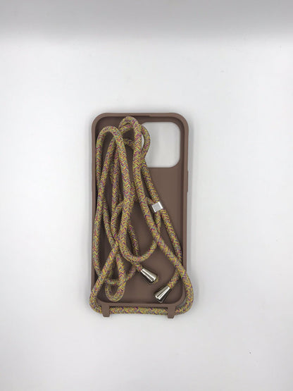 Case Iphone Crossbody Areia/ Nude lisa com alça regulável