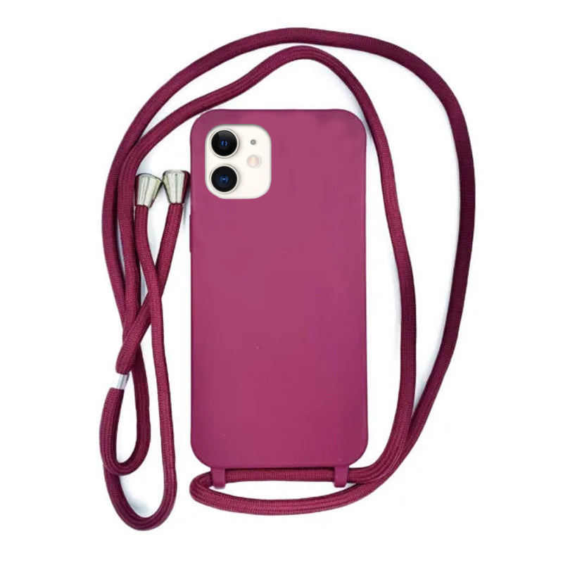 Case Iphone Crossbody Vermelha lisa com alça regulavel