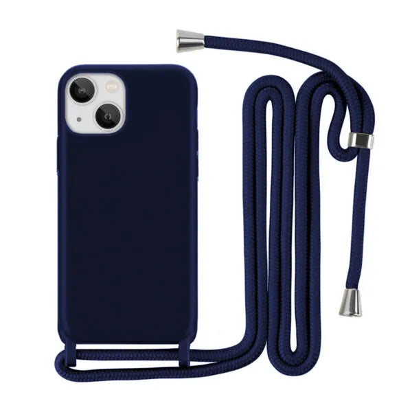 Case Iphone Crossbody Azul Marinho lisa com alça regulavel