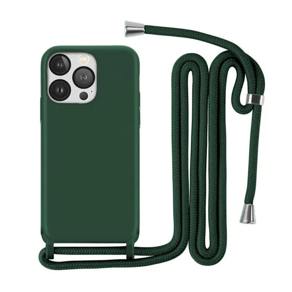 Case Iphone Crossbody  Verde Escuro lisa com alça regulavel